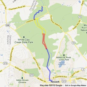 map of Creek Road area