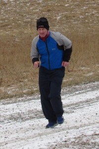 photo of Mark Deshon finishing the run