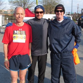 photo of Bill Rose, Bill Farquhar, and Mark Deshon (holding Bruce Weber’s jacket during leg 2)