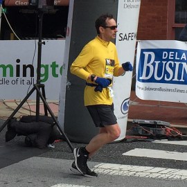 close-up photo of Bill Farquhar finishing