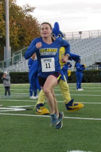 photo of Jo Baird finishing Homecoming 5K