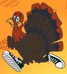illustration of turkey with running shoes