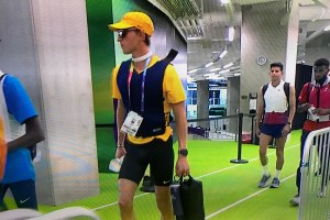 photo of Sam Parsons on his way to the track