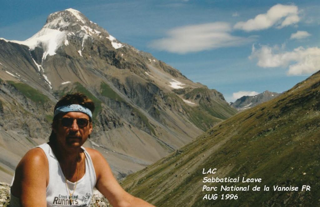 photo of Larry Cogburn in mountains of France in 1996