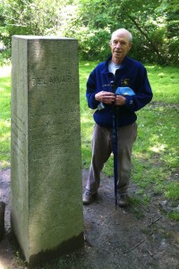 photo of Bob Bennett with Arc Corner stone
